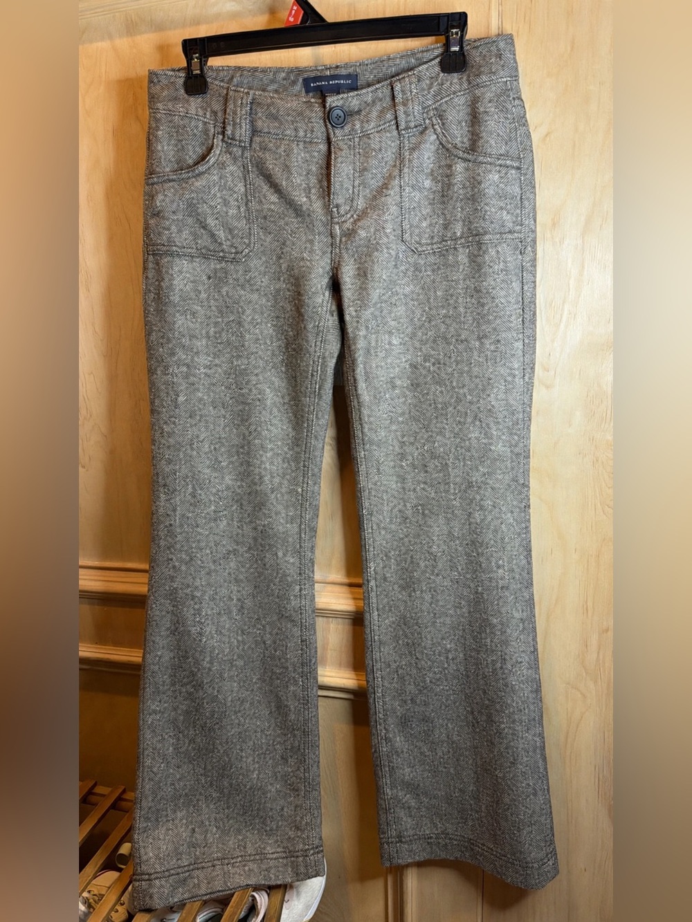 Banana Republic Taupe Herringbone Boot-Cut Pants